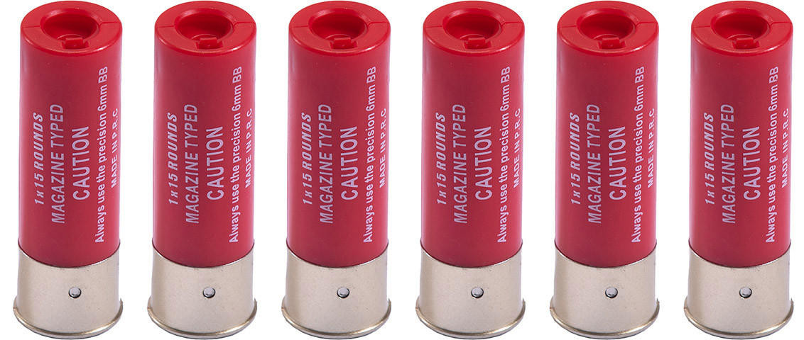 G-Force 15 Round Shotgun Shells for Multi & Single-Shot Airsoft Shotguns 6 Pack, Red