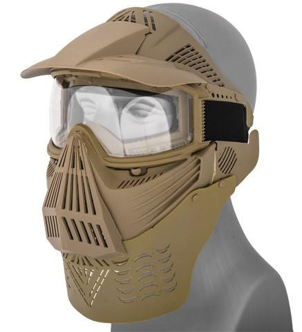 G-Force Complete Protection Modular Airsoft Face Mask w/ Clear Lens, Tan