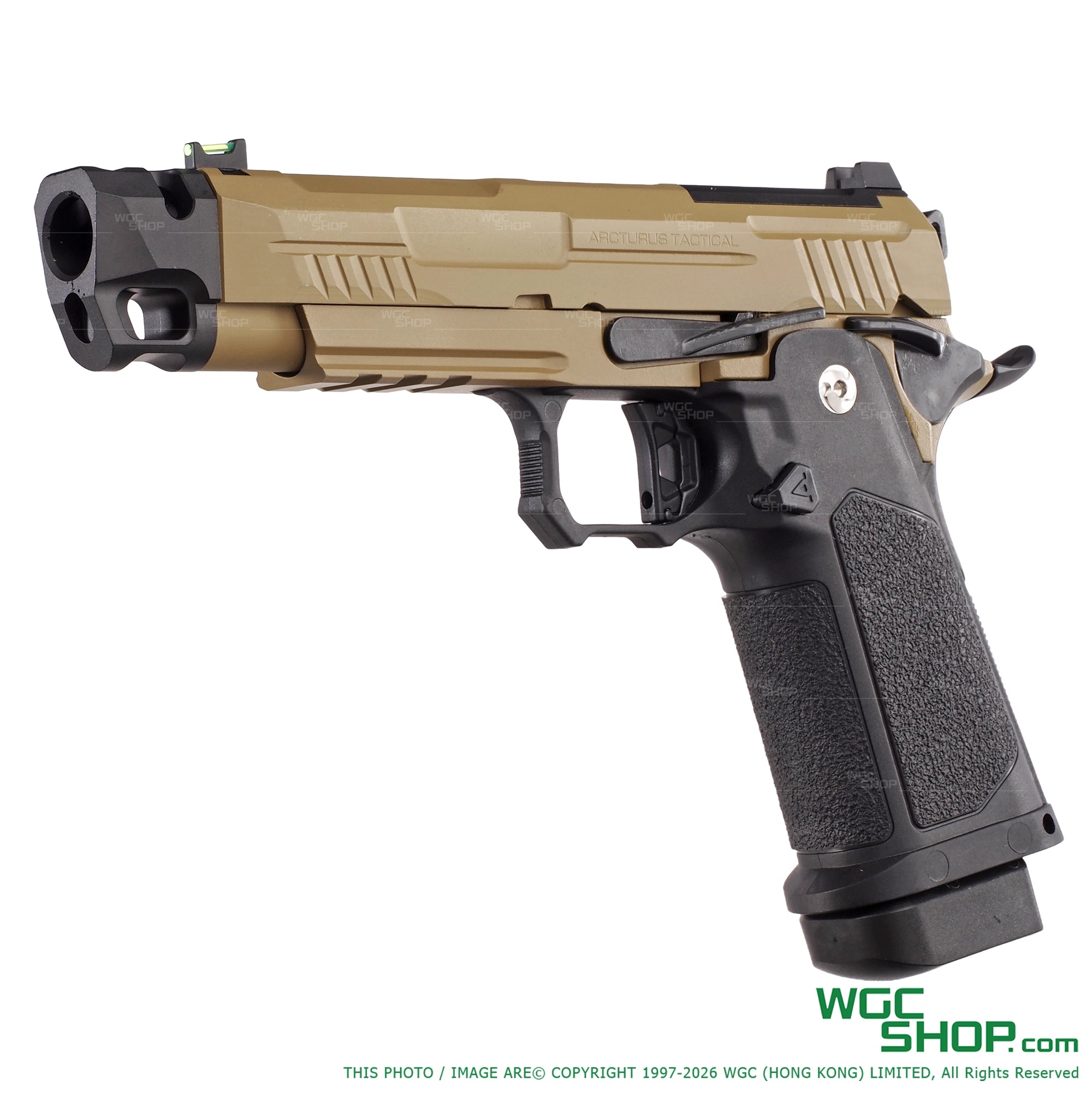 ARCTURUS Vanguard 4.3" Compensator Hi-Capa GBB Airsoft - Tan / Optics Ready Slide
