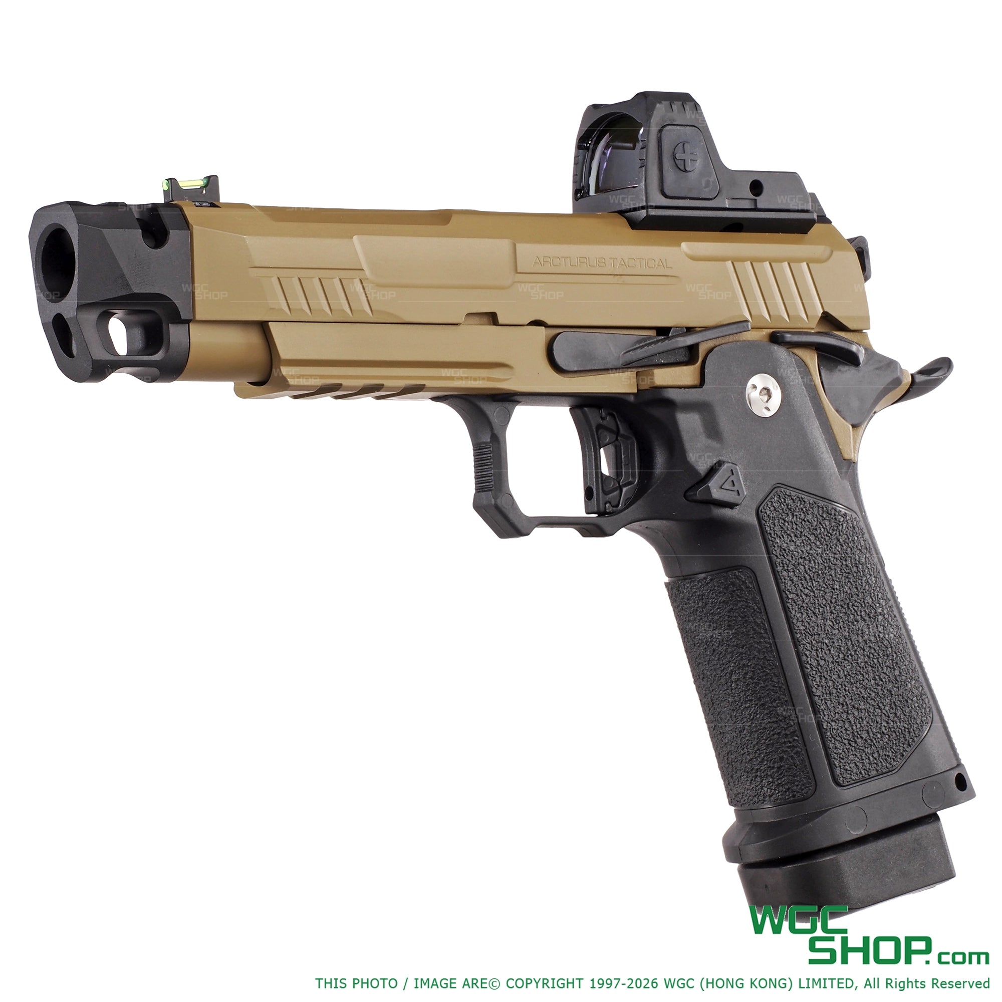 ARCTURUS Vanguard 4.3" Compensator Hi-Capa GBB Airsoft ( Tan / With ARS-1 Red Dot )