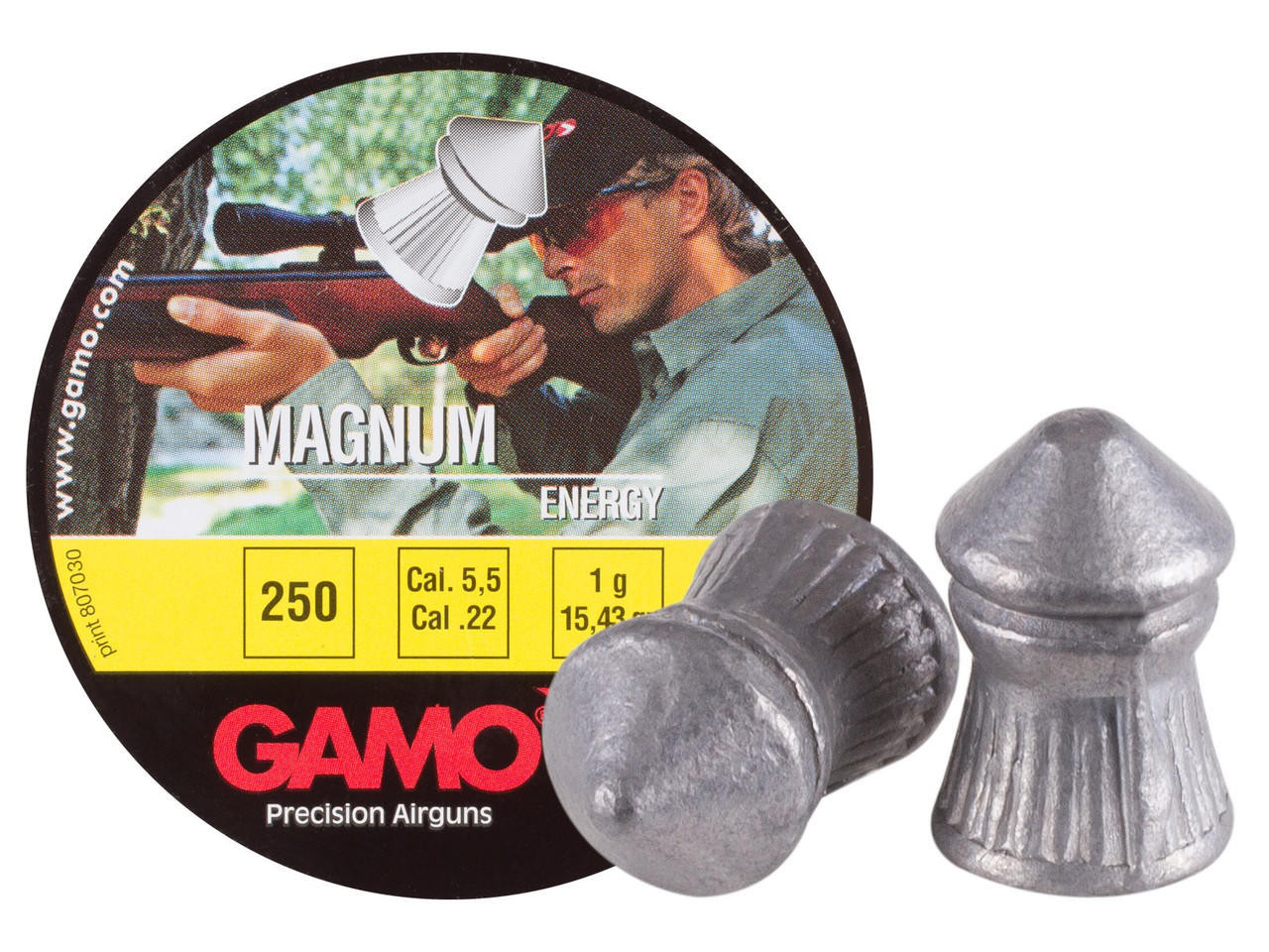 Gamo Magnum .22 Cal 15.43 Grains Pointed Pellets, 250ct, Silver