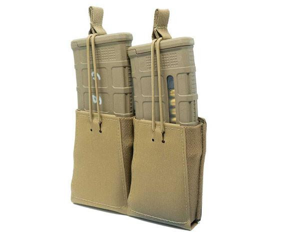 GBRS Group Double 5.56 Rifle Magazine Pouch Bungee Retention, Coyote