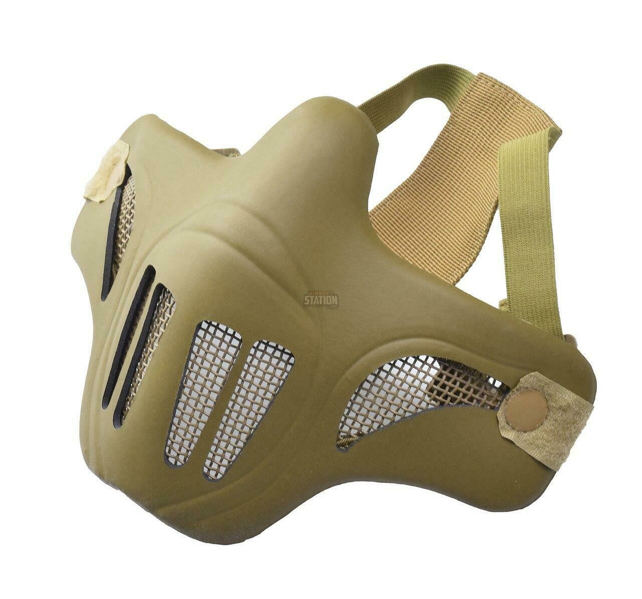 Ghost Recon Style Steel Mesh Airsoft Half Face Mask, Tan
