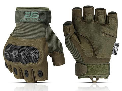 Glove Station Combat Hard Knuckle Fingerless Gloves, Green