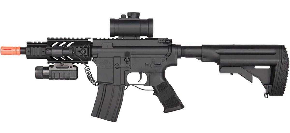 Golden Ball Lightweight M4 CQC Full Automatic AEG Airsoft Rifle w/ Flashlight, Scope, Battery & Char