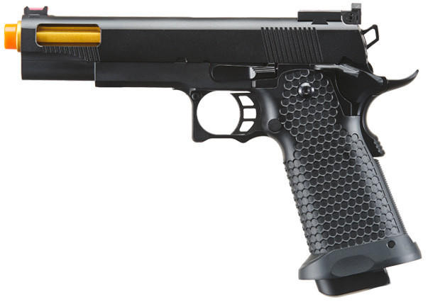 Golden Eagle 3334 Hi-Capa GBB Airsoft Pistol w/ Vented Slide, Black/Gold