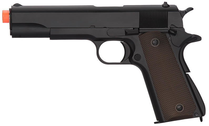 Golden Eagle IMF 1911A1 Single Stack Semi-Auto GBB Metal Airsoft Pistol, Black