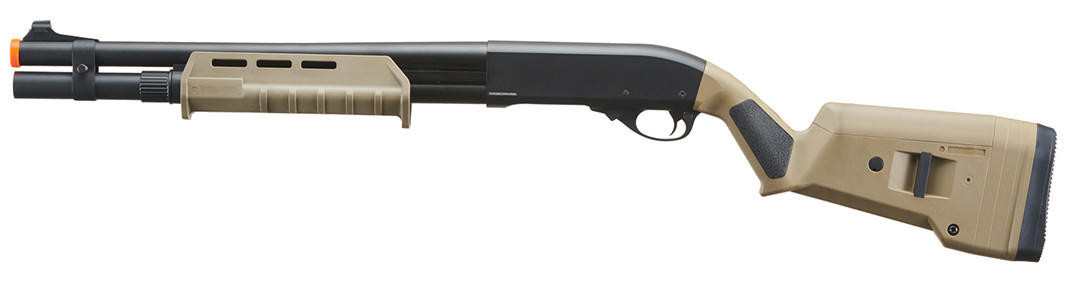 Golden Eagle M870 MP M-LOK Style 3/6-Shot Pump Action Gas Airsoft Shotgun, Tan/Black