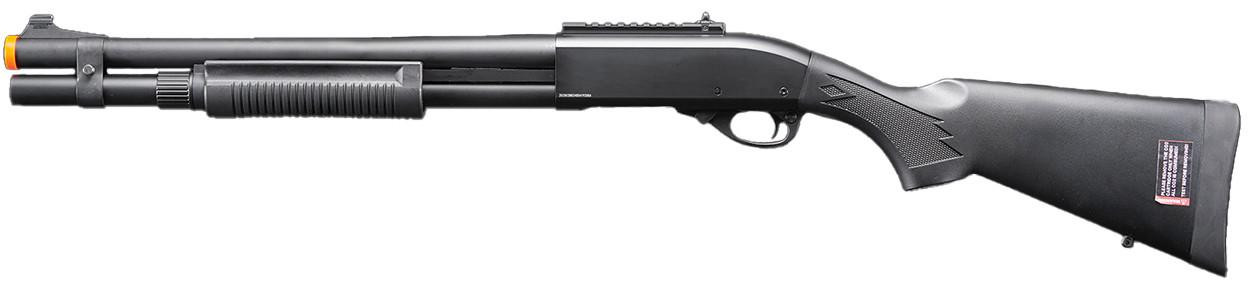 Golden Eagle M870 3/6-Shot Pump Action CO2 Airsoft Shotgun w/ Mock Shell Tube & Ghost Ring Iron Sigh