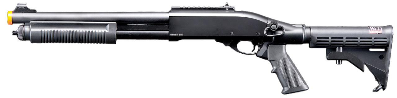 Golden Eagle M8871 3/6-Shot Pump Action CO2 Gas Airsoft Shotgun w/ Ghost Ring Iron Sights & M4 Crane