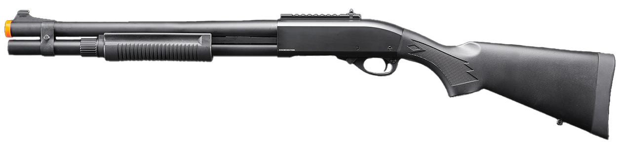 Golden Eagle M870 3/6-Shot Pump Action Gas Airsoft Shotgun w/ Mock Shell Tube & Ghost Ring Iron Sigh