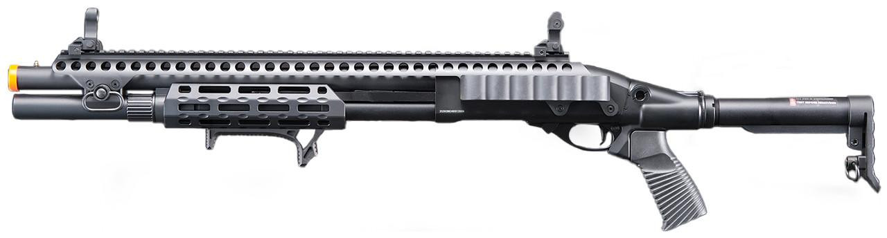 Golden Eagle M8875 3/6-Shot Pump Action CO2 Airsoft Shotgun w/ Flip Up Sights, M-LOK, Picatinny Rail