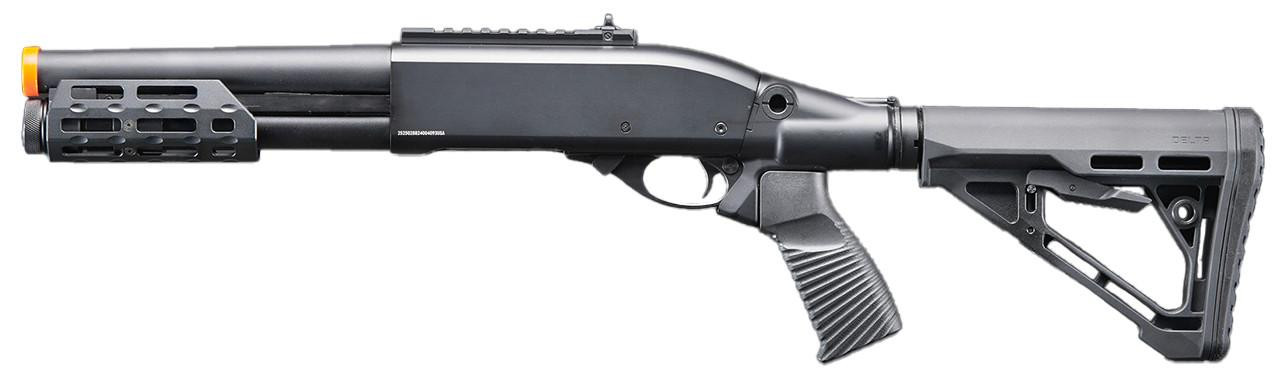 Golden Eagle M8878 3/6-Shot Pump Action Gas Airsoft Sawed-Off Shotgun w/ M-LOK Forend & Delta Stock,