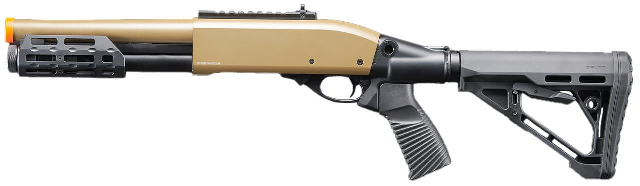 Golden Eagle M8878 3/6-Shot Pump Action Gas Airsoft Sawed-Off Shotgun w/ M-LOK Forend & Delta Stock,