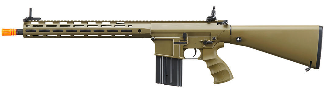 Golden Eagle SR-25K w/ URX4 M-LOK Handguard & Full Stock AEG Airsoft Rifle, Tan