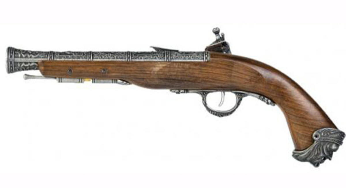 HFC 18th Century Flintlock Green Gas Airsoft Pistol, Brown/Silver