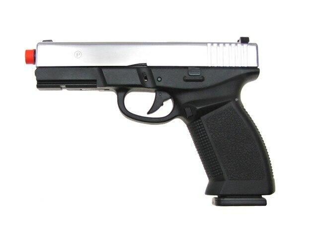 HFC Dark Hawk Full Metal Semi Auto Gas Blowback Pistol - Two-Tone Black/Silver