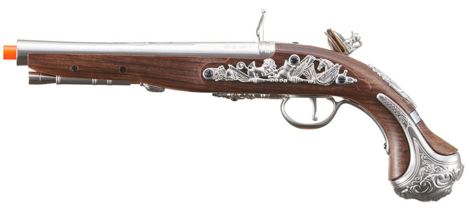 HFC George Washington Flintlock Airsoft Green Gas Powered Pistol, Silver