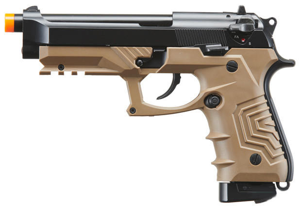 HFC Metal M92 Full-Automatic CO2 Gas Blowback Airsoft Pistol, Black/Dark Earth