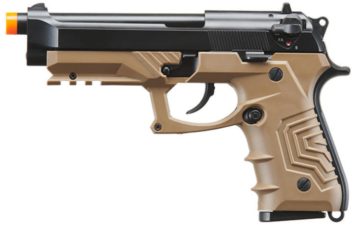 HFC Metal M92 Full-Auto Green Gas Blowback Airsoft Pistol, Black/Dark Earth