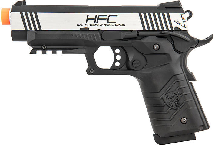 HFC Tactical 1911 Gas Blowback Airsoft Pistol, Silver/Black