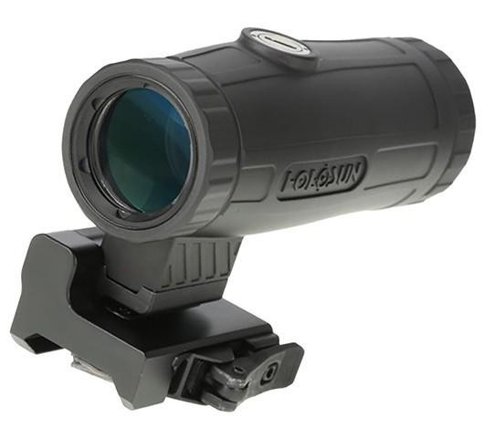 HOLOSUN Aluminum 3X Magnifier for Red Dot Optics w/ Flip to Side QD Mount, Black