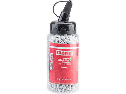 Kalashnikov Licensed Eco-Friendly 0.32g Biodegradable Precision 2000ct Airsoft BBs, White
