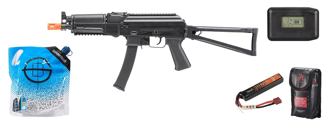 Kalashnikov USA Licensed KR-9 SBR Airsoft AEG Rifle w/ Battery & Charger Combo, Black