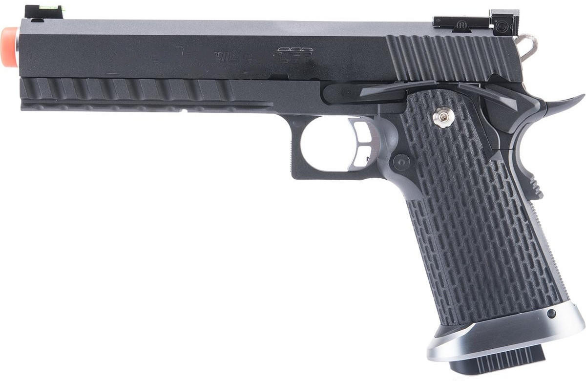 KJW Cybergun Colt Licensed 2009 Rail Concept Hi-CAPA Green Gas Blowback Airsoft Pistol, Black