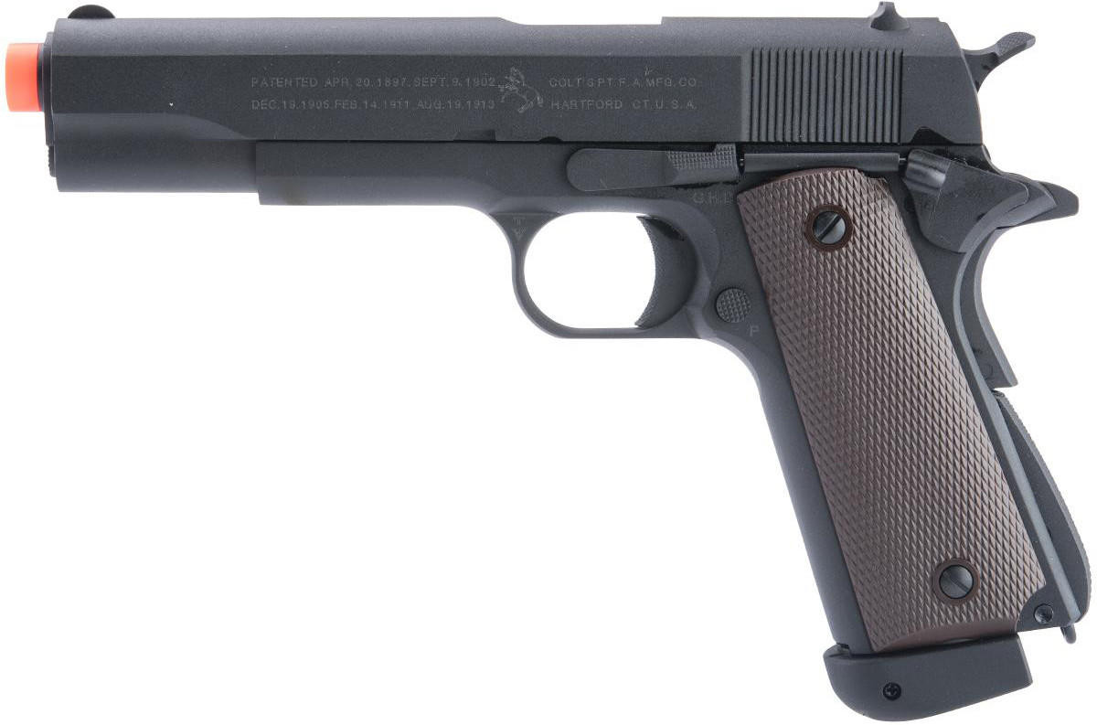 KJW Colt Licensed M1911A1 GI CO2 GBB Airsoft Pistol, Black