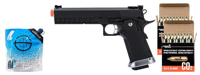 KJW Xcelerator 6" Hi-CAPA CO2 GBB Airsoft Pistol w/ CO2 Combo, Black