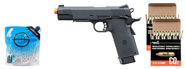 KJW Metal Slide KP11 CO2 GBB Airsoft Pistol w/ CO2 Combo, Black