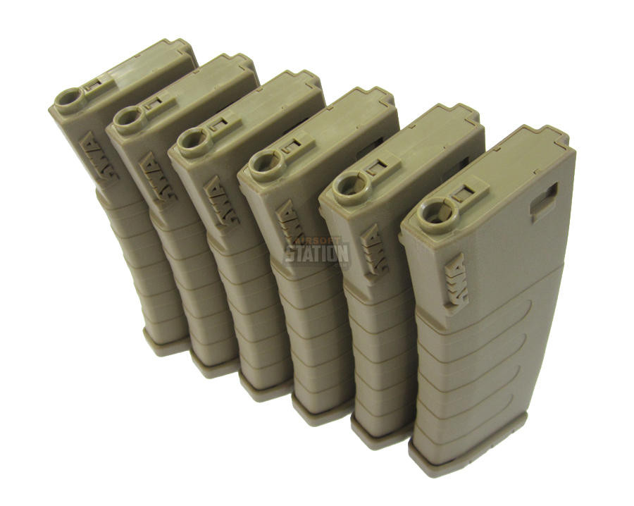 KWA K120 Polymer Midcap Magazine for M4 / M16 Series Airsoft AEG Rifles, 6ct, FDE