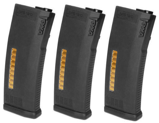 KWA MS120 AEG Mid-Cap Magazines, 3 Pack, Black
