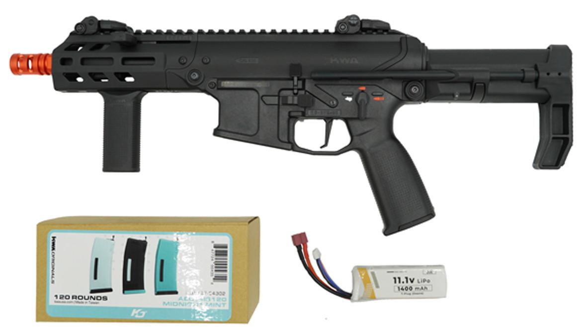 KWA Original EVE-4 AEG Variable Airsoft Rifle Starter Bundle, Black