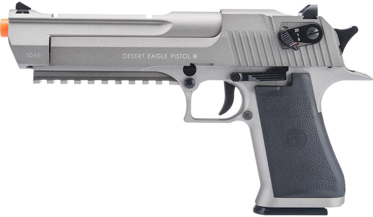 KWC Magnum Research Licensed Select Fire Desert Eagle CO2 Gas Blowback Airsoft Pistol, Silver