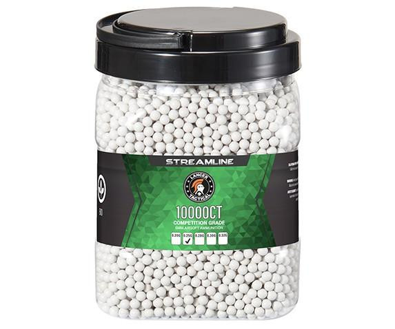 Lancer Tactical 10000 Round 0.25g Streamline Competition Grade Outdoor Airsoft BBs, White