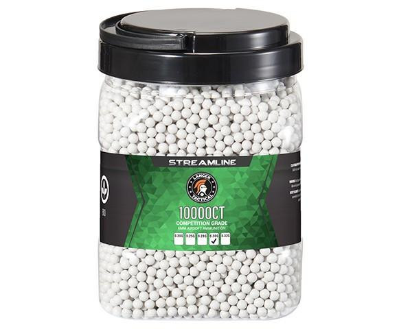 Lancer Tactical 10000 Round 0.30g Streamline Competition Grade Outdoor Airsoft BBs, White