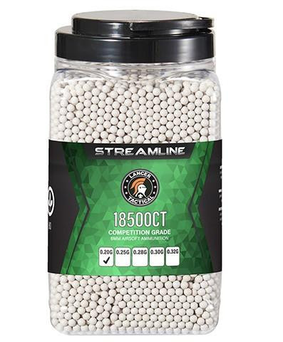 Lancer Tactical 18500 Round 0.20g Streamline Competition Grade Outdoor Airsoft BBs, White