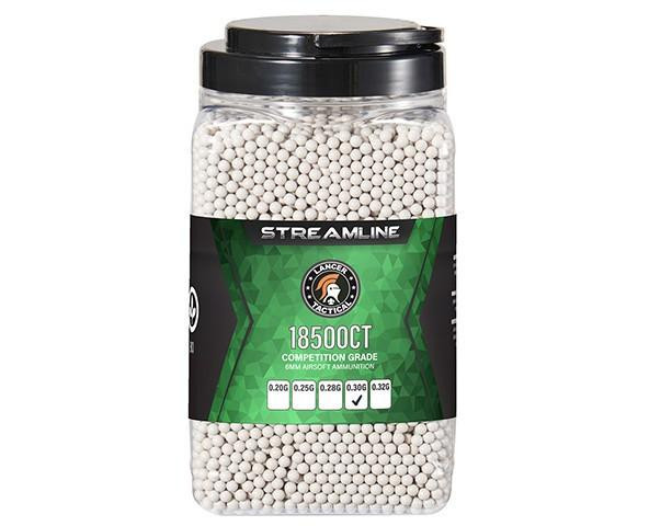 Lancer Tactical 18500 Round 0.30g Streamline Competition Grade Outdoor Airsoft BBs, White