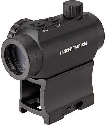 Lancer Tactical 1x22mm Red Dot Reflex Sight with Lower 1/3 Co-witness Mount w/ 2 Mounts, Black