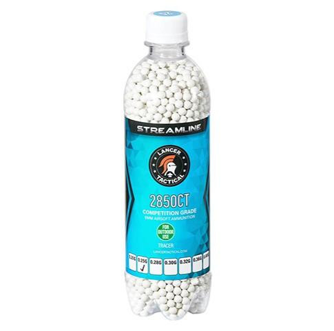 Lancer Tactical 2850 Round 0.25g Streamline Competition Grade Outdoor Tracer Airsoft BBs, Green
