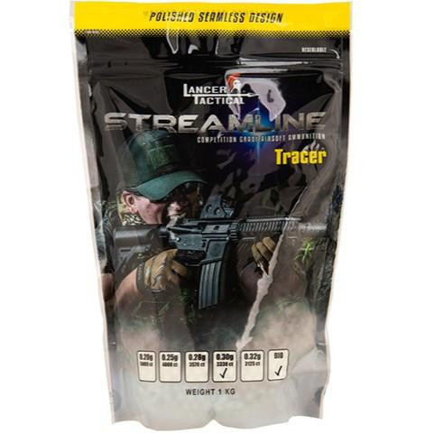 Lancer Tactical 3330 Round Bio 0.30g Streamline Competition Grade Outdoor Tracer Airsoft BBs, Green
