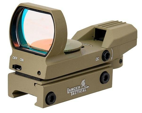 Lancer Tactical 4 Reticle Red Control Reflex Sight, Tan