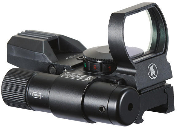 Lancer Tactical 4-Reticle Red/Green Dot Reflect Sight with Green Laser, Black