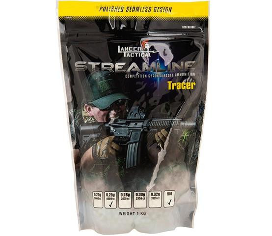 Lancer Tactical 4000 Round Bio 0.25g Streamline Competition Grade Outdoor Tracer Airsoft BBs, Green
