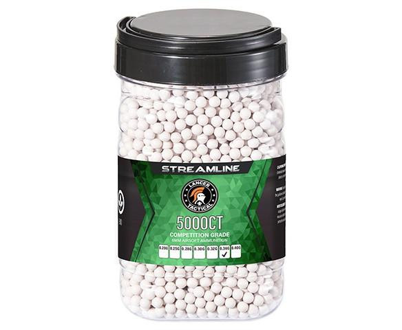 Lancer Tactical 5000 Round 0.36g Streamline Competition Grade Outdoor Airsoft BBs, White