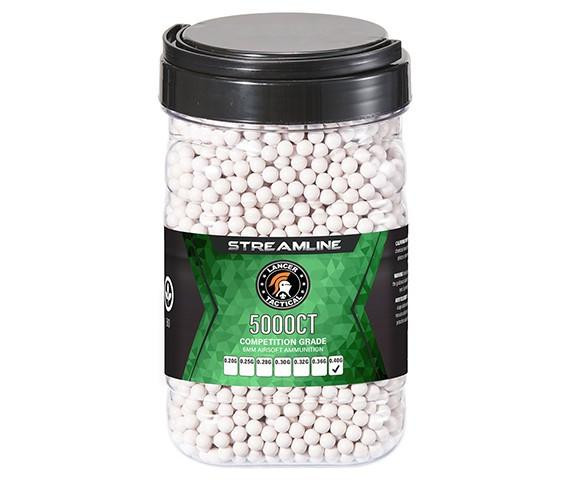 Lancer Tactical 5000 Round 0.40g Streamline Competition Grade Outdoor Airsoft BBs, White