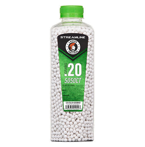 Lancer Tactical 5050 Round 0.20g Streamline Airsoft Bio BB Bottle, White