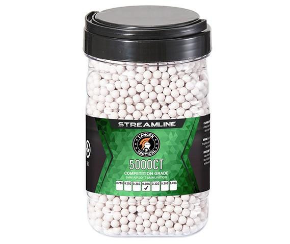 Lancer Tactical 5000 Round 0.30g Streamline Competition Grade Outdoor Airsoft BBs, White